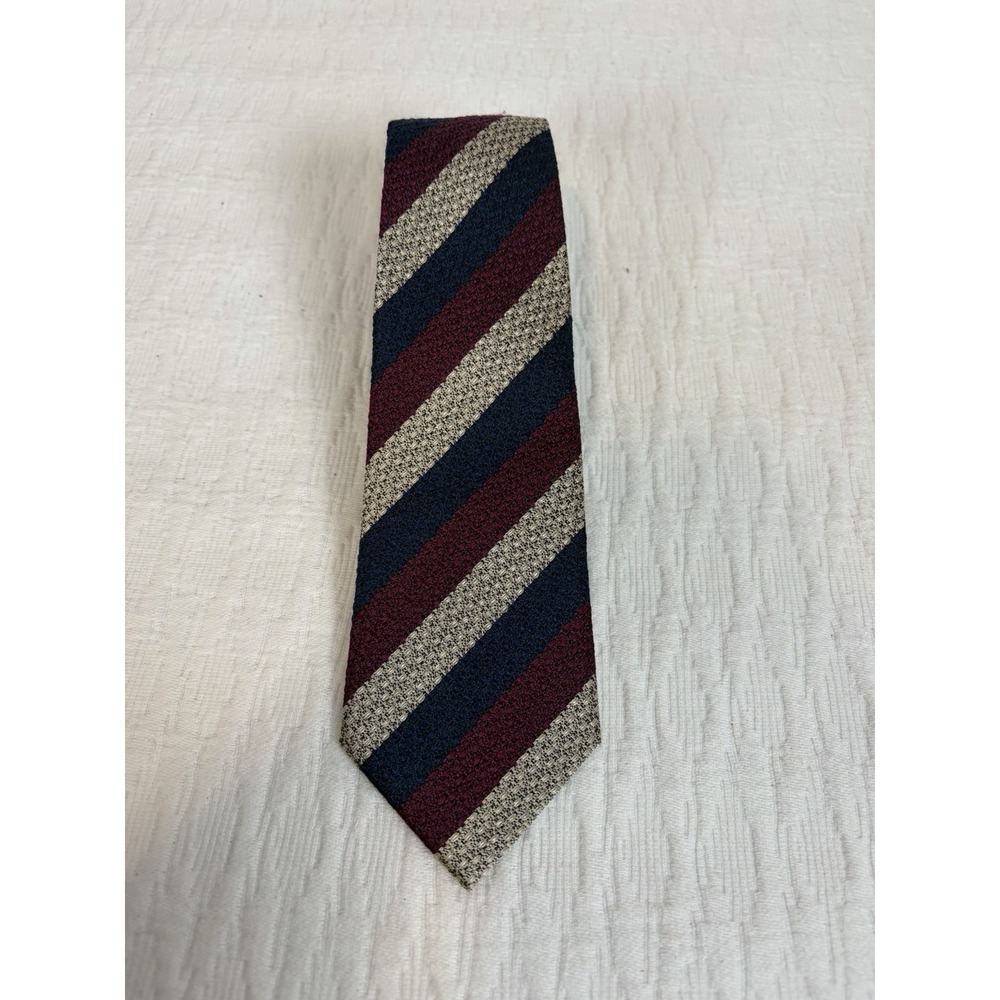 BlackBird Handmade Textured Silk Wool Tie Red Navy White